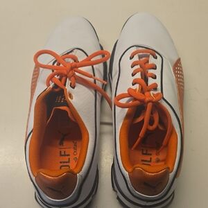 Puma Men's White and Orange Athletic Shoes